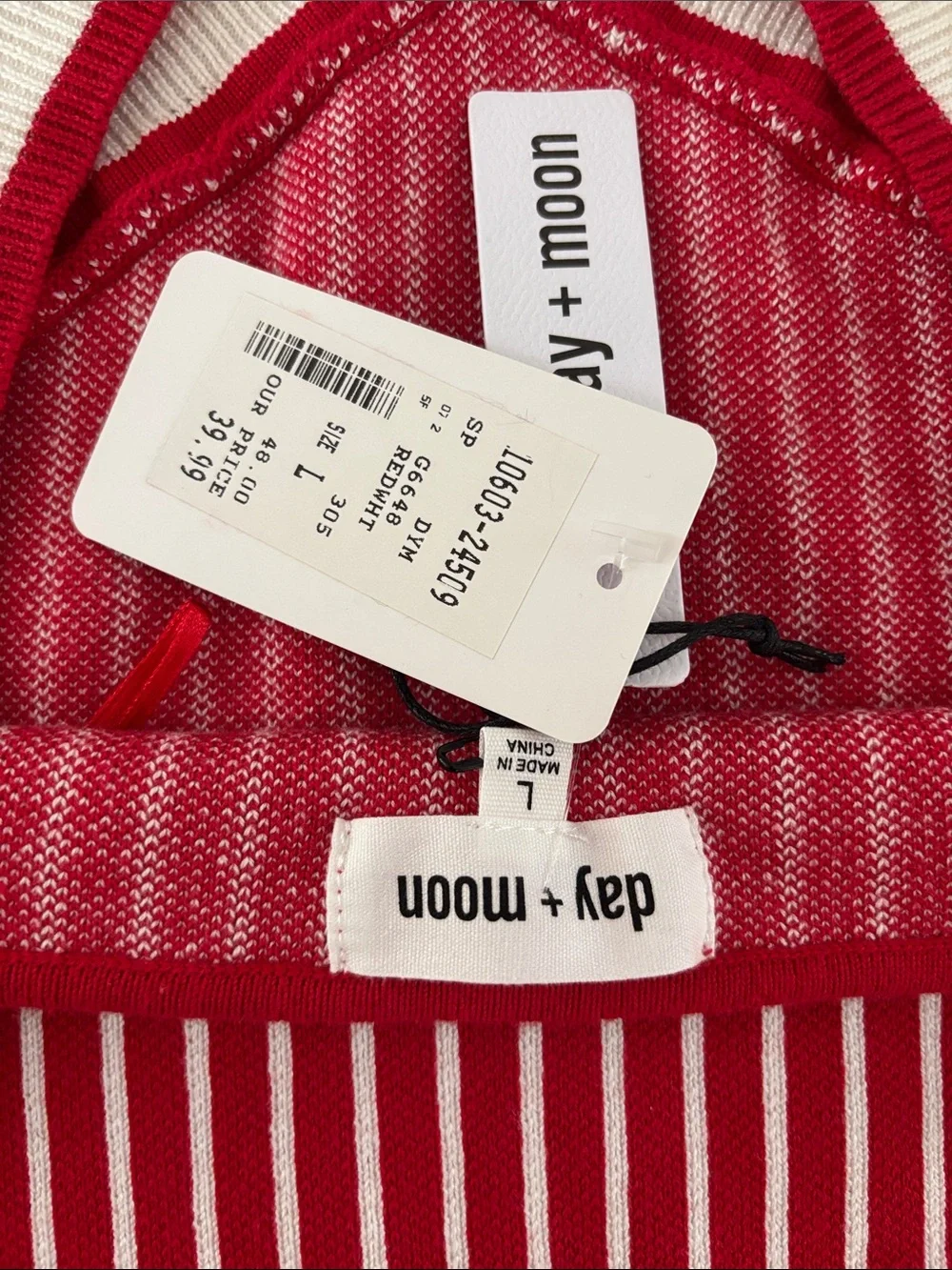Red and White Striped Crossback Tank Top